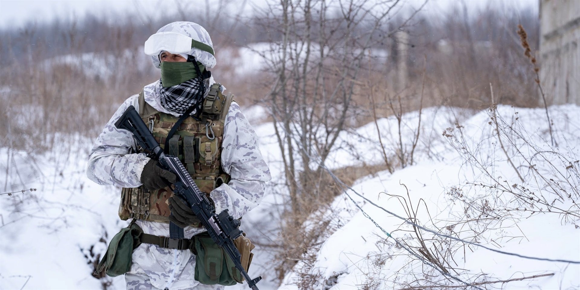Ukrainian servicemen from the 25th Air Assault Battalion are seen stationed in Avdiivka, Ukraine on January 24, 2022