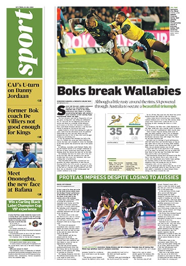 City Press Sport front page, July 21 2019