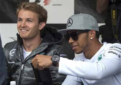 <b>THE BATTLE CONTINUES:</b> Mercedes drivers Nico Rosberg (left) and Lewis Hamilton will look to set the Gilles-Villeneuve track alight  in the 2014 Canadian GP. <i>Image: AP/ Paul Chiasson</i>