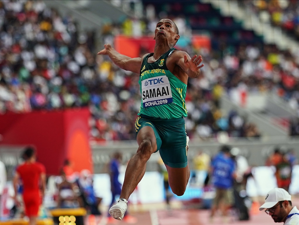 Star long jumper Ruswahl Samaai could be the latest on the long list of South Africans to secure a move to the US. Photo: Ulrik Pedersen/NurPhoto via Getty Images
