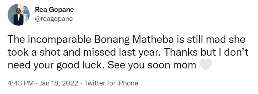 Bonang lawsuit tweet
