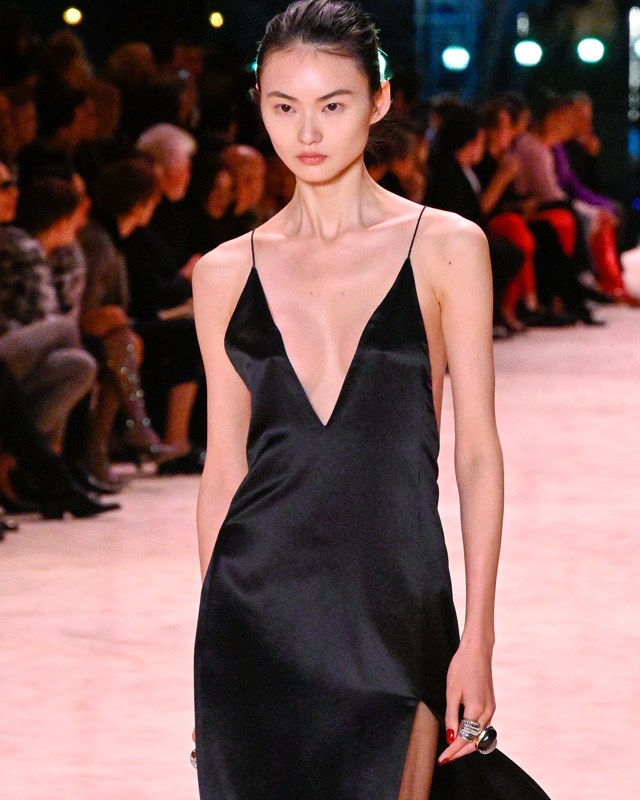 PHOTOS | Yves Saint Laurent sends silky evening gowns down the runway ...