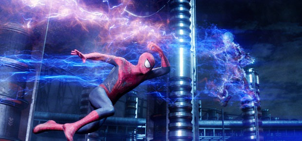 Spider-Man and Electro in a scene from The Amazing Spider-Man 2. (AP)