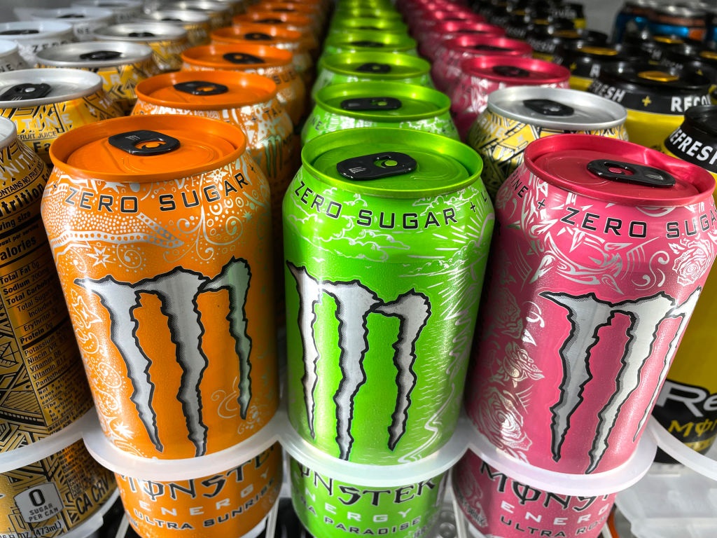 Cans of Monster Energy Drink (Photo by Justin Sullivan/Getty Images)