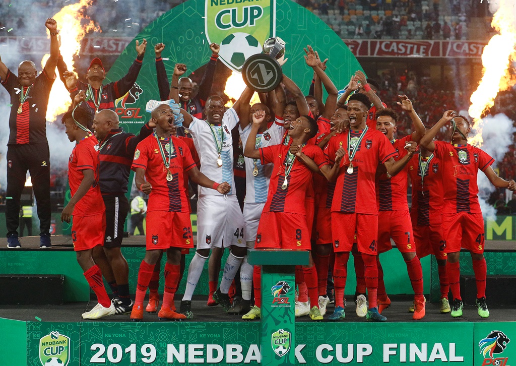 TS Galaxy crowned champions during the Nedbank Cup final match against Kaizer Chiefs at Moses Mabhida Stadium, Durban. Picture: Anesh Debiky/Gallo Images