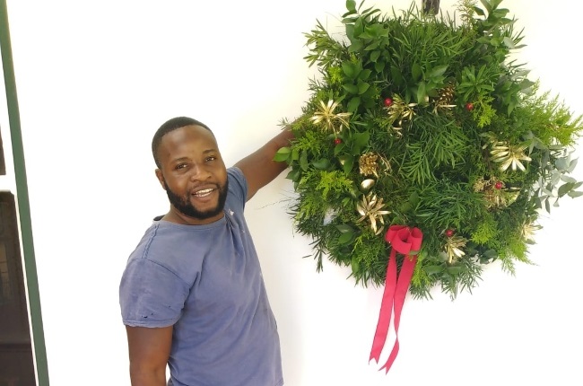 Robert Sangano makes gorgeous fresh-flower wreaths for the festive season. (PHOTO: Supplied)