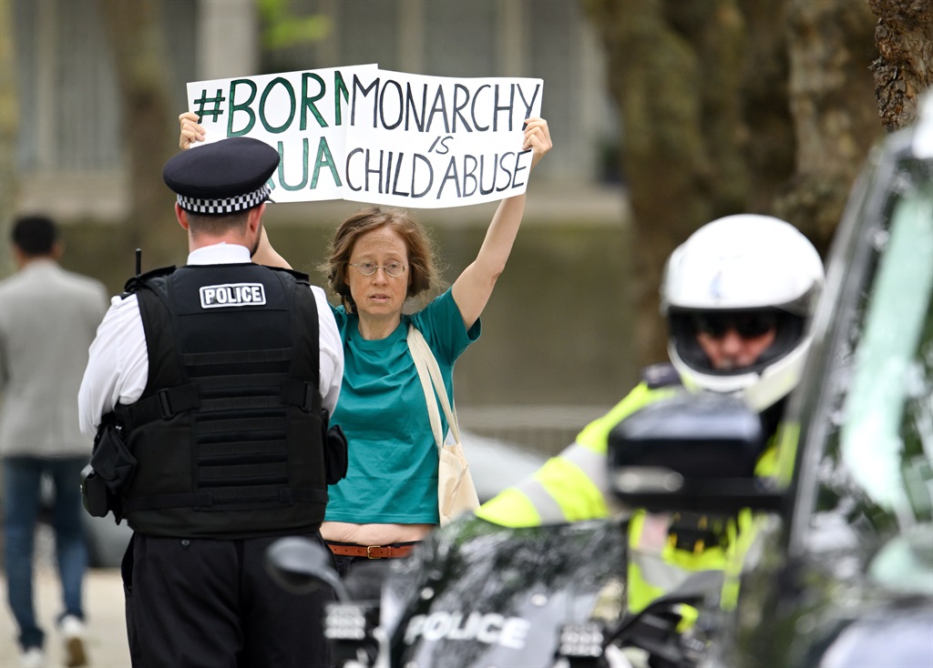 LONDON, ENGLAND - MAY 25: A protester during the v