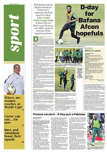 Sport front page: June 9 2019