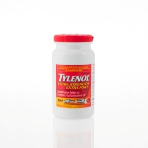 Notre-Dame-De-Lile-Perrot, Canada, May 12, 2011. Tylenol Extra Strength eZtabs Ecetaminophen Tablets. Bilingual Label (English/French). Tylenol is a McNEIL-PPC owned brand, USA.