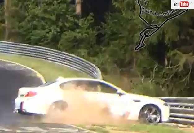 <b>CRASH AT THE 'RING:</b> The BMW M5 Ring taxi suffered a serious crash at the Nurburgring. <i>Image: YouTube</i>