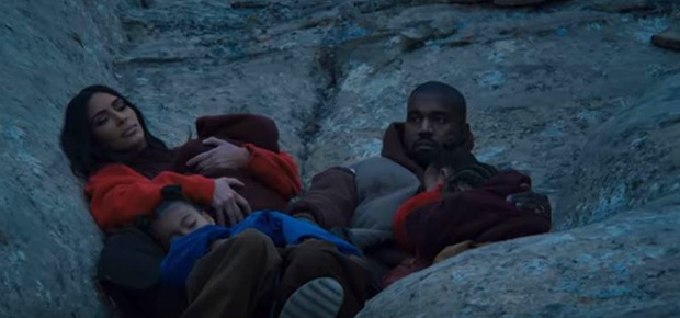 Kanye West and his family in 'Closed on Sunday.' (Screengrab: YouTube)