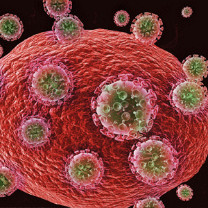 HIV virus attacking cells 