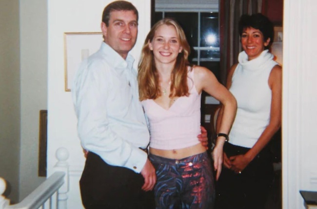 According to Virginia Giuffre, this 2001 photo of her with Andrew and Jeffrey Epstein's ex-girlfriend, Ghislaine Maxwell, was taken on one of the nights he had sex with her.