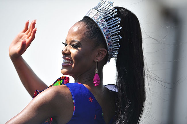 Miss SA Ndavi Nokeri during a homecoming street parade in Polokwane. 