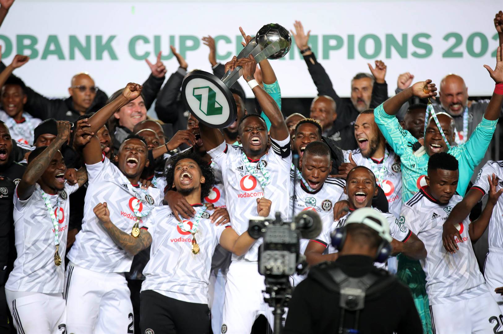 Terrence Dvzukamanja's late goal sees Pirates complete cup double