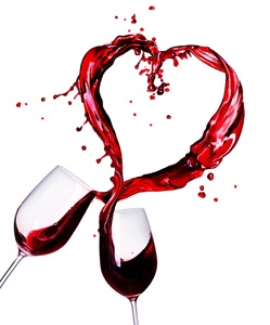 Two Glasses of Red Wine Abstract Heart Splash from Shutterstock