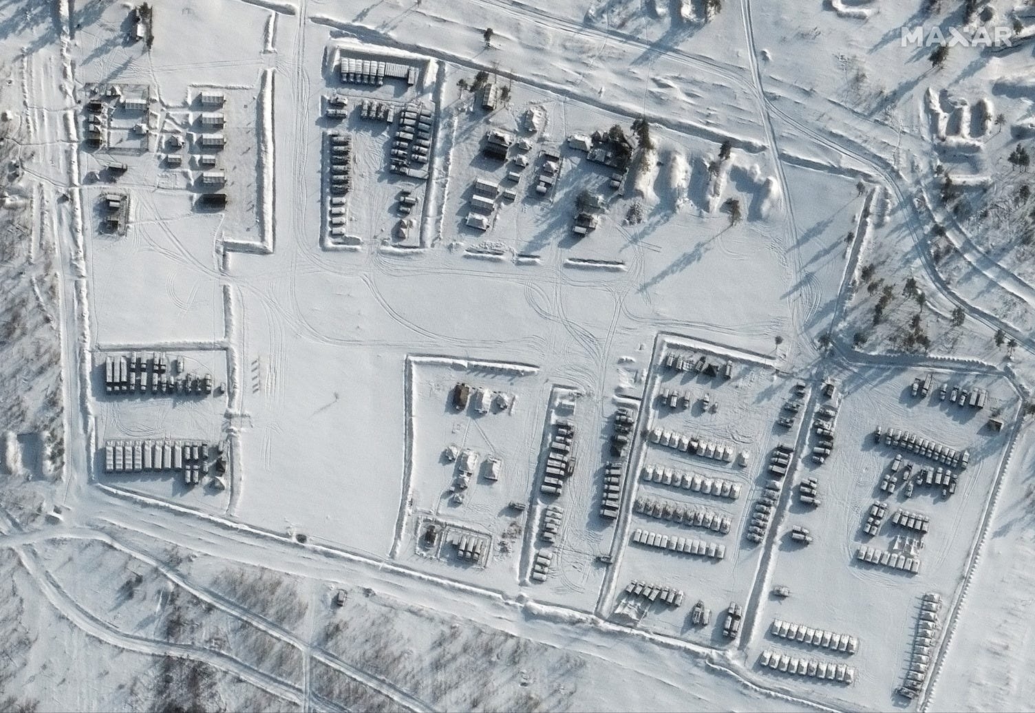Российские войска на границе с Украиной со спутника