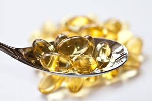 Cod liver oil omega 3 gel capsules from Shutterstock
