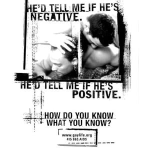 HIV prevention poster from "Think Again" campaign from AIDS Vancouver. 
