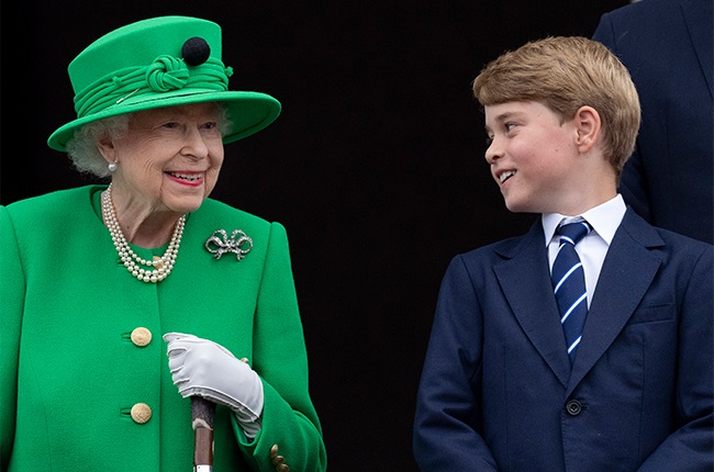 Queen Elizabeth II and Prince George.