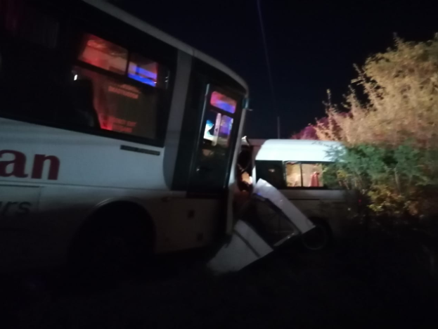 24 people lost their lives last night when a bus and an overloaded taxi collided head on