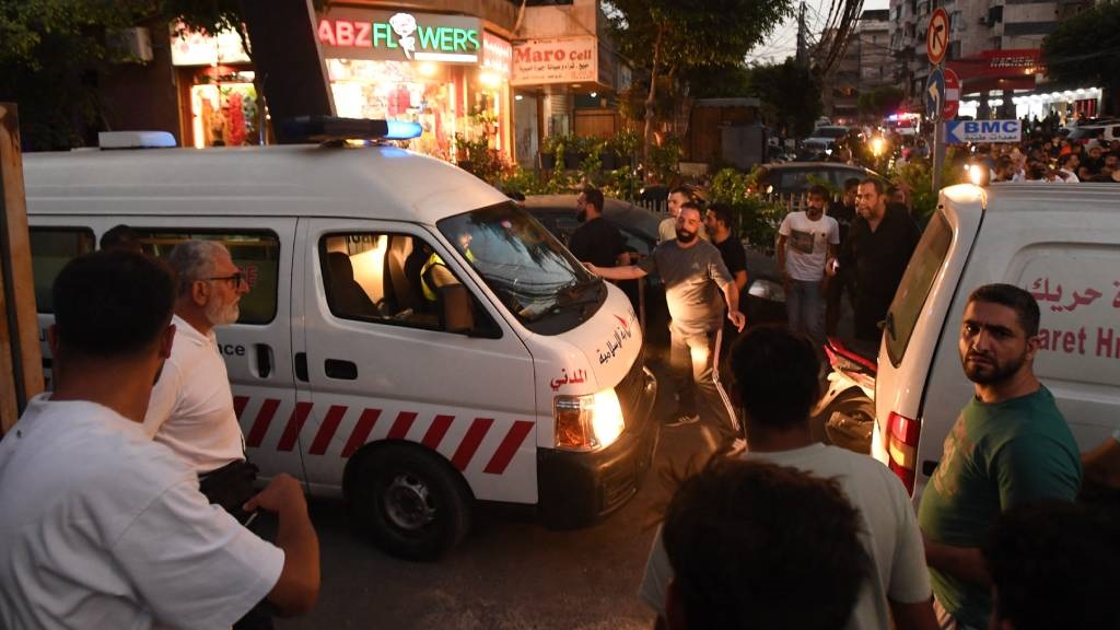 Ambulances are seen following an Israeli military 