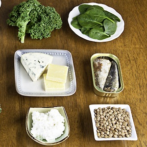 Foods rich in calcium include dairy, broccoli, spinach, lentils and pilchards.