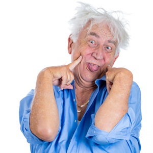 Elderly man looking crazy from Shutterstock