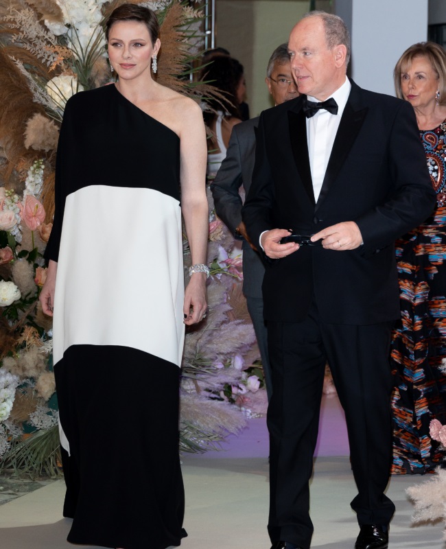 Princess Charlene wore a dress by Valentino for a 