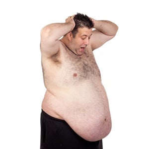 Surprised fat man from Shutterstock