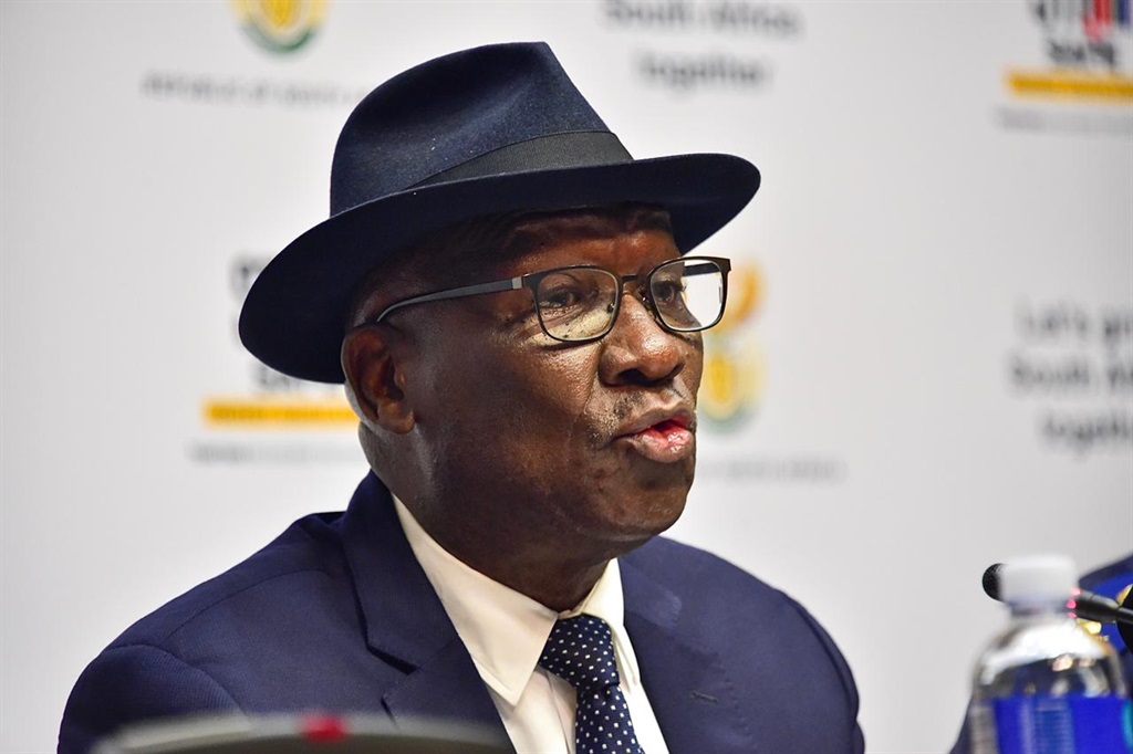 Police Minister Bheki Cele announcing the during the 2022/2023 crime stats. 