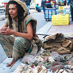Traditional healer Asher in Adderley Street, Cape Town. 