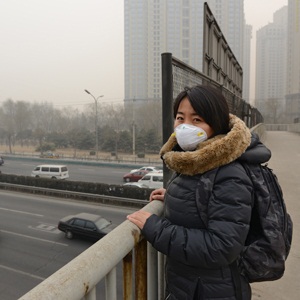 Severe air pollution in Beijing, China from Shutterstock
