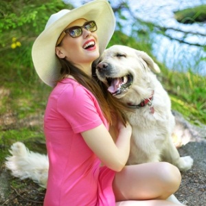 Woman and dog from Shutterstock