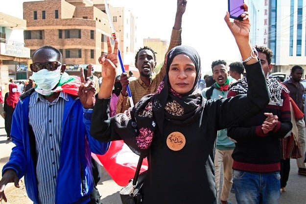 TOPSHOT - Sudanese rally against a military coup w