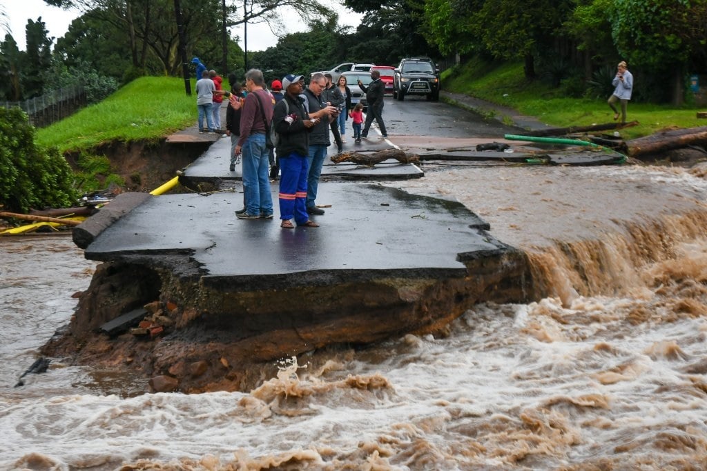 Part of Caversham Road in Pinetown, Durban was washed away on 12 April 2022 during widespread flooding across KwaZulu-Natal.