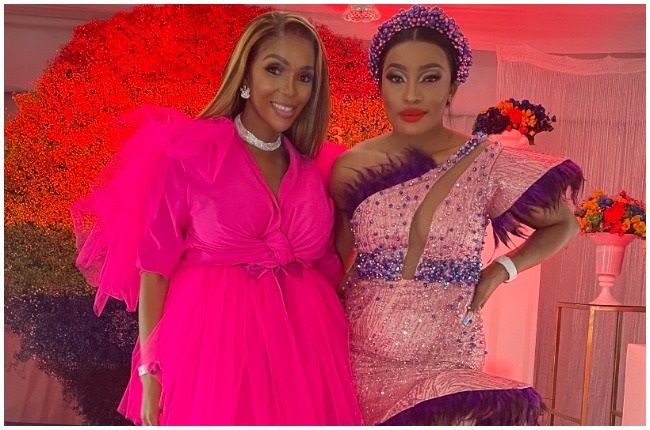 Nhlanhla Nciza and Gugu Khathi looked fabulous in pink.