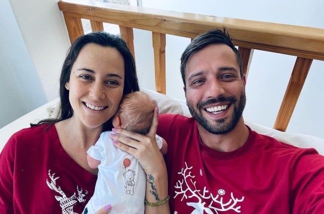 Jay Anstey woke up at 1 am with intense pain, her water had broken and was assisted by her parents and partner Sean-Marco.
