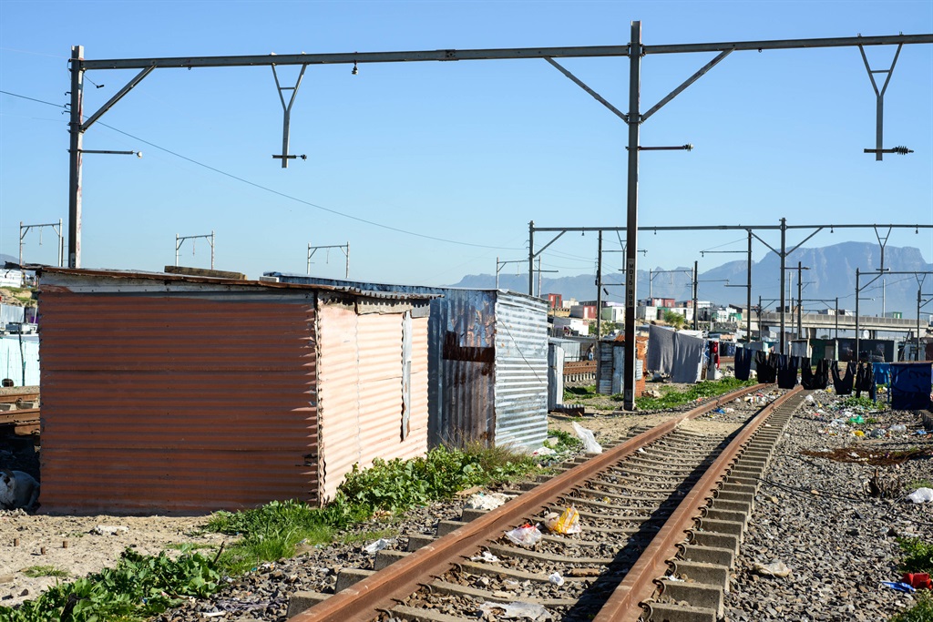 Informal structures on the railway line in Philippi. It is reported that the Passenger Rail Agency of South Africa stated that it would approach the courts to assist in removing people who had occupied the train tracks on the Central Line. (ER Lombard/Gallo Images)