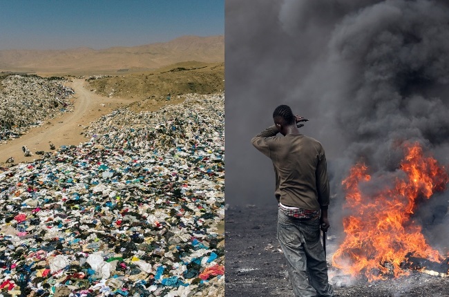 Around 39 000 tonnes of clothing is dumped in the desert each year. With no legal way to dispose of it, the textiles are burned, releasing toxic fumes from the chemicals used to make the garments. (PHOTO: Getty Images/ Magazine Features)