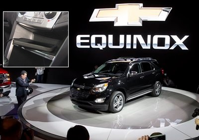 <b>END OF AN ERA:</b> The new Chevrolet Equinox, unveiled at the 2015 Chicago auto show, isn’t equipped with a CD player but instead features a dock and shelf for smartphones. <i>Image: AP/ Andrew Nelles</i>