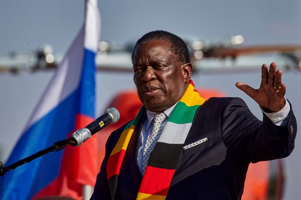 A flight carrying Zimbabwe's President Emmerson Mnangagwa to Victoria Falls turned around in mid-air last Friday after a bomb threat. (Jekesai Njikizana/AFP)