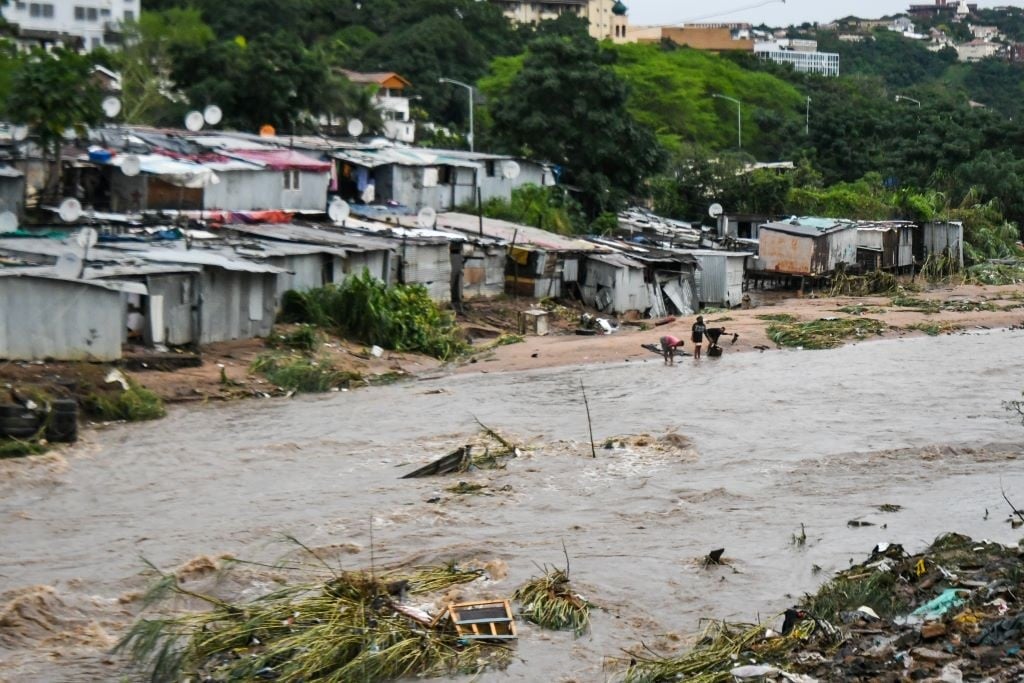 April 12, 2022 in Durban, South Africa. Persistent heavy rain in parts of KwaZulu-Natal has resulted in widespread flooding, collapsing roads and death. 