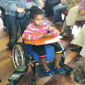 A little girl named Hlela is a patient at the Tygerberg Children's Hospital, and helped to hand out gifts to honoured guests.
