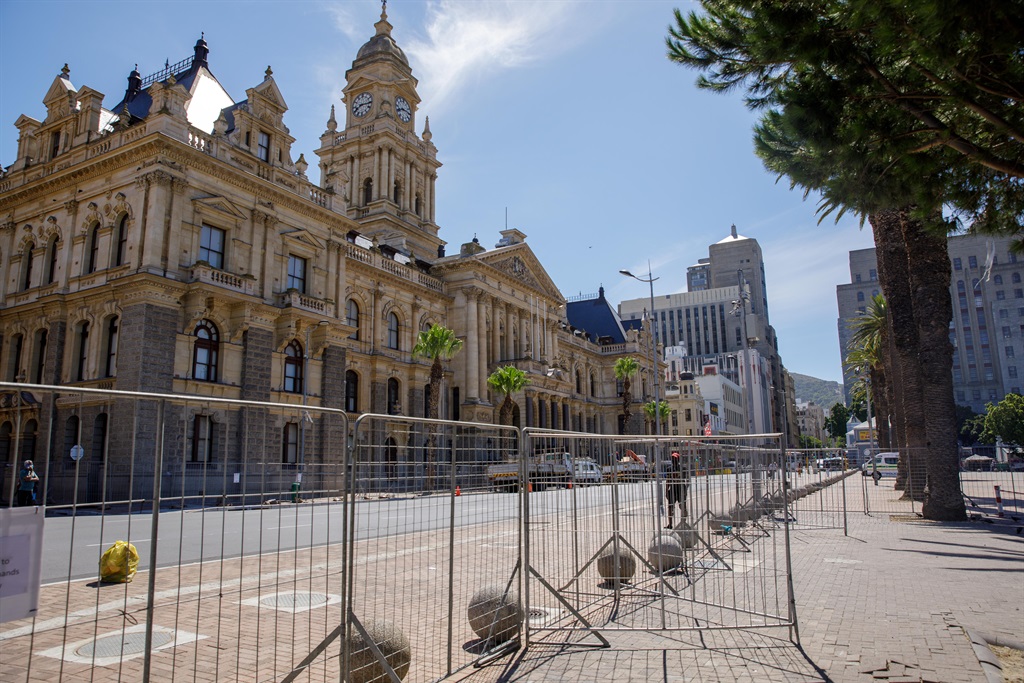 Preparations at Cape Town City Hall for SONA 2022 in Cape Town. 