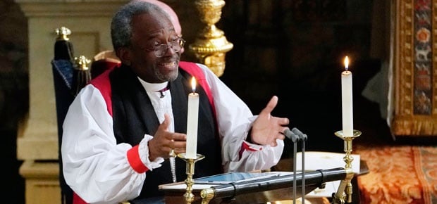 The Most Rev Bishop Michael Curry gives an address during the royal wedding. (Photo: Getty Images)