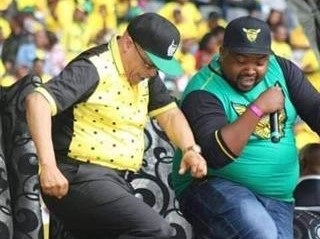 Former ANC member Gamelihle Mbuyane dancing alongside Jacob Zuma.