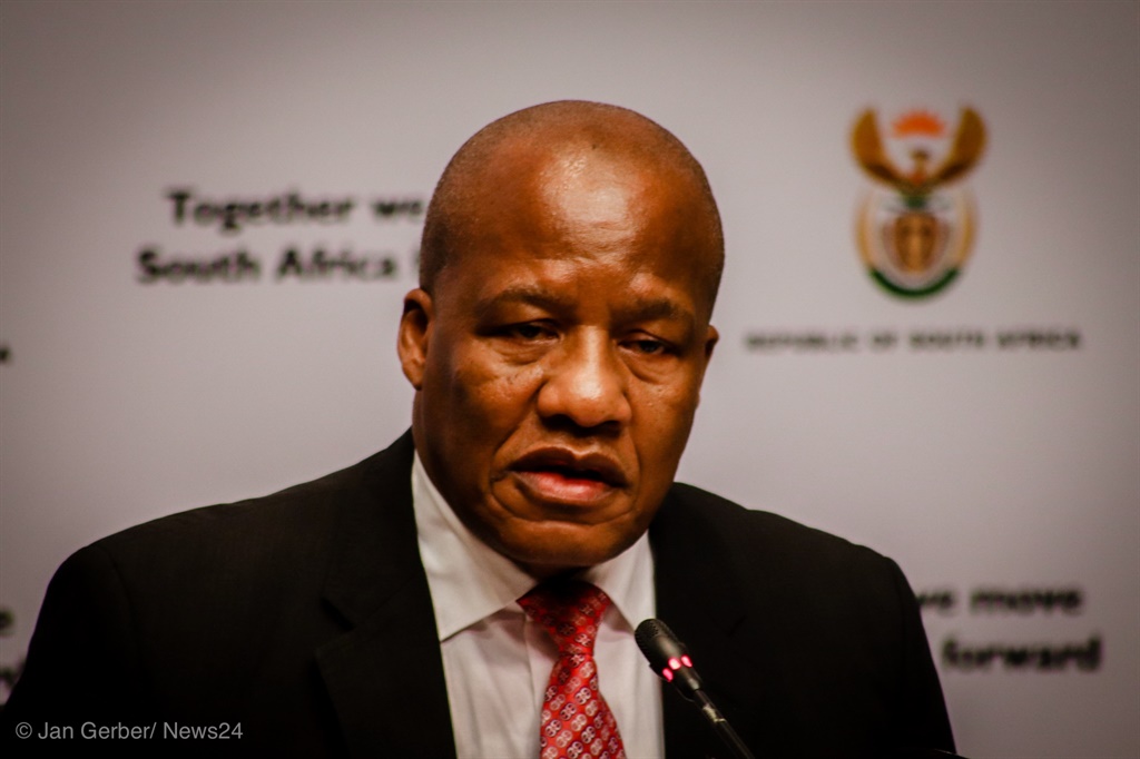 Minister in the Presidency Jackson Mthembu delivering a post Cabinet briefing on Thursday.