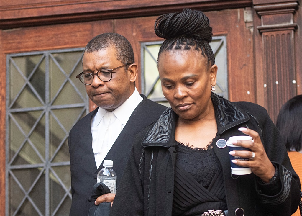 Busisiwe Mkhwebane and Advocate Dali Mpofu outside court during her impeachment hearing. Photo: Brenton Geach/Gallo Images