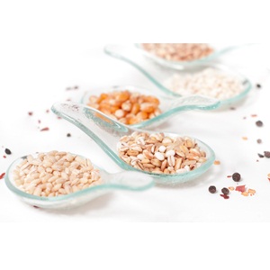 Grains on glass spoons from Shutterstock